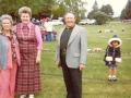 Left to right: Marie, Wanda, Holley, Tricia Allen. Memorial Day at Fielding Memorial Park, Idaho Falls, Idaho. May 1980. Behind Wanda you can see Gregg holding Becky and Anna with Jarom, Katie and Justin.