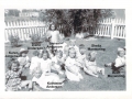 Picture taken at Holley and Eva's home 1945 Little Brown house. Note says Karen is about five.