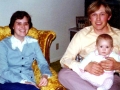 Left to right: Anna, Gregg holding Katie. Picture taken at Marvin and Lorraine Wray's home in 1975 at a cousin's party.