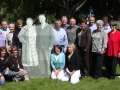 Manwaring cousins standing by the Arthur and Teresa cut-out. Left to right back row: Nancy Nead, Ronda, Brett, Marva Lu, Teresa, Arthur, Blake, Gordon, Gregg, Eja, Berkely, Dixie, Randy, Karen, Jorja. Front row: Shelli, Pam, Laurie, Valene.